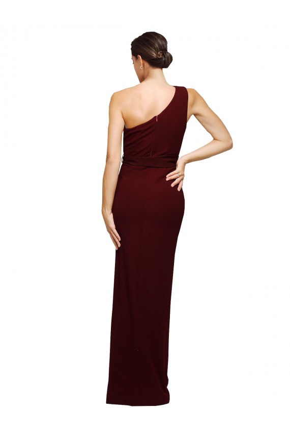 Sleeveless One Shoulder Stretch Crepe Sheath Black Tie Evening Gown / Prom Dress / Bridesmaid Dress Brighton