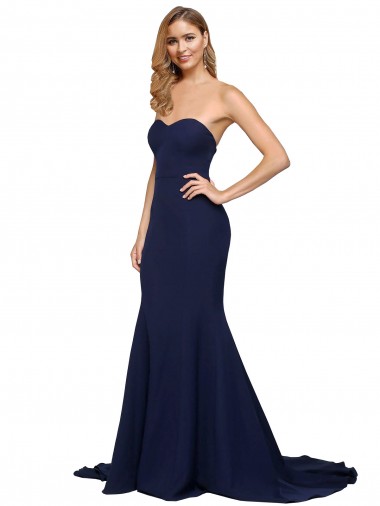 Sleeveless Sweetheart Low Back Stretch Crepe A-Line Formal Evening Gown / Prom Dress / Bridesmaid Dress Brighton