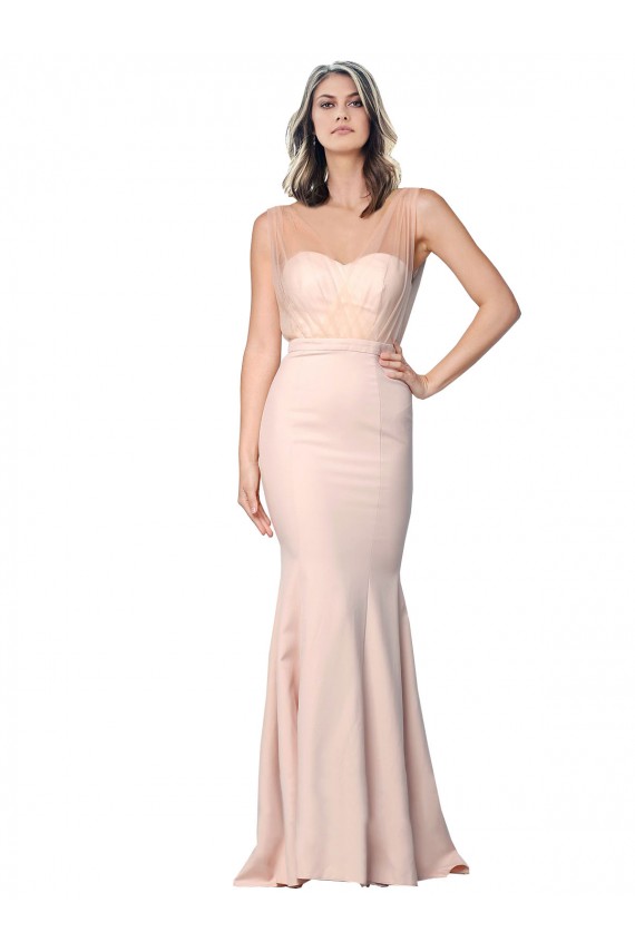 Sleeveless Sweetheart Low Back Stretch Crepe & Tulle Sheath Formal Evening Gown / Prom Dress / Bridesmaid Dress Brighton