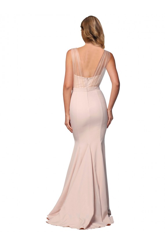 Sleeveless Sweetheart Low Back Stretch Crepe & Tulle Sheath Formal Evening Gown / Prom Dress / Bridesmaid Dress Brighton