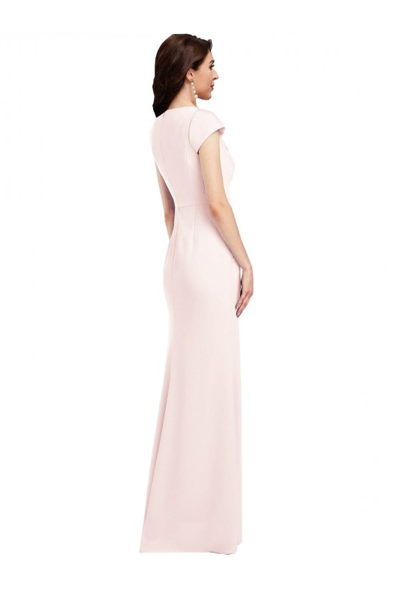 Cap Sleeves V-Neck Stretch Crepe A-Line Formal Evening Gown / Prom Dress / Bridesmaid Dress Brighton