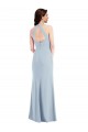 Sleeveless Light Sky Blue Halter Neck Open Back Stretch Crepe A-Line Formal Evening Gown / Prom Dress / Bridesmaid Dress Brighton