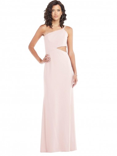 Sleeveless Pink One Shoulder Stretch Crepe Trumpet Formal Evening Gown / Prom Dress / Bridesmaid Dress Brighton