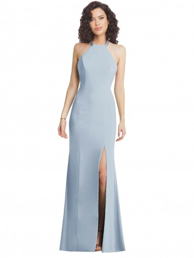 Sleeveless Halter Neck Criss Cross Back Stretch Crepe Trumpet Formal Evening Gown / Prom Dress / Bridesmaid Dress Brighton
