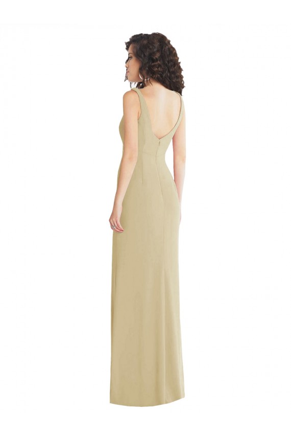 Sleeveless Square Neck Low Back Stretch Crepe Trumpet Formal Evening Gown / Prom Dress / Bridesmaid Dress Brighton