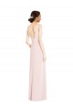 Sleeveless V-Neck Low Back Stretch Crepe A-Line Black Tie Evening Dress / Prom Dress / Bridesmaid Dress Brighton