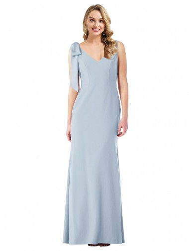 Sleeveless V-Neck V-Back Stretch Crepe Trumpet Semi Formal Evening Dress / Prom Dress / Bridesmaid Dress Brighton