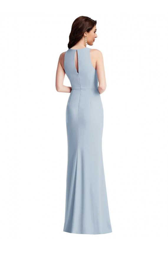 Sleeveless Halter Neck Stretch Crepe Trumpet Formal Dress / Bridesmaid Dress Brighton