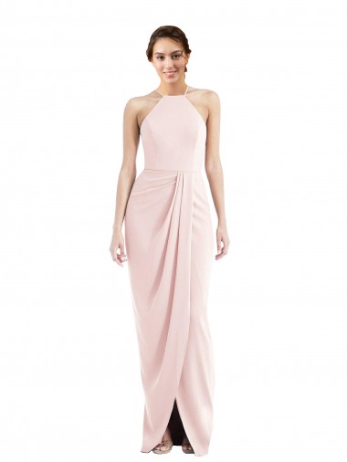 Sleeveless Halter Neck Stretch Crepe Trumpet Semi Formal Evening Dress / Prom Dress / Bridesmaid Dress Brighton