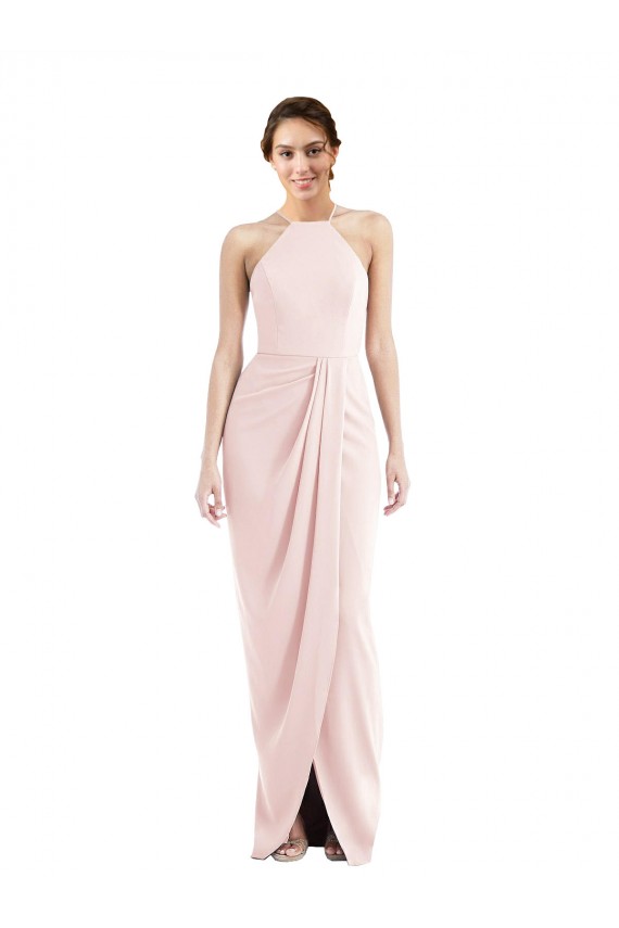 Sleeveless Halter Neck Stretch Crepe Trumpet Semi Formal Evening Dress / Prom Dress / Bridesmaid Dress Brighton