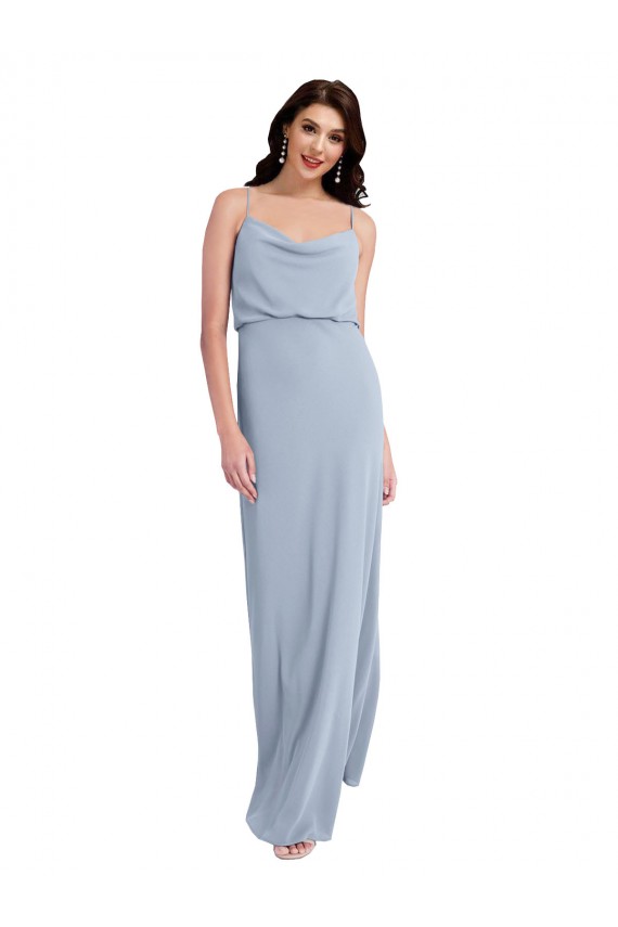 Sleeveless Spaghetti Straps V-Back Stretch Crepe Sheath Formal Evening Gown / Prom Dress / Bridesmaid Dress Brighton