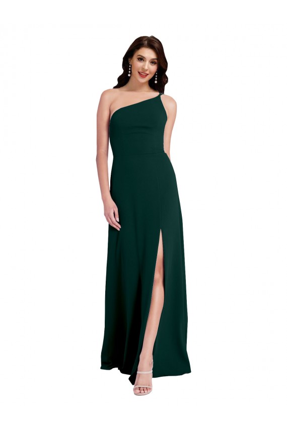 Sleeveless One Shoulder Open Back Stretch Crepe A-Line Formal Evening Gown / Prom Dress / Bridesmaid Dress Brighton