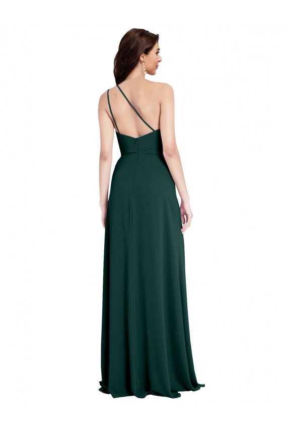 Sleeveless One Shoulder Open Back Stretch Crepe A-Line Formal Evening Gown / Prom Dress / Bridesmaid Dress Brighton