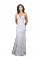 Sleeveless White V-Neck Backless Stretch Crepe & Sequin Tulle Mermaid Formal Evening Gown / Prom Dress / Bridesmaid Dress Brighton