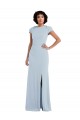 Cap Sleeves Jewel Neck Keyhole Back Stretch Crepe Trumpet Semi Formal Evening Dress / Bridesmaid Dress Brighton