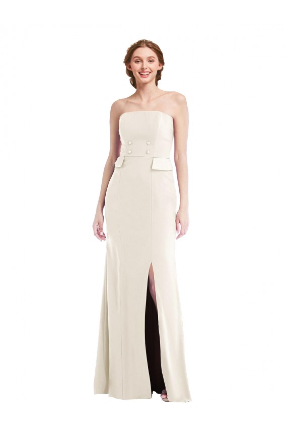 Sleeveless Ivory Strapless Stretch Crepe Trumpet Semi Formal Evening Dress / Prom Dress / Bridesmaid Dress Brighton