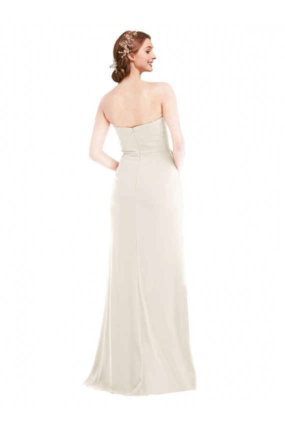 Sleeveless Ivory Strapless Stretch Crepe Trumpet Semi Formal Evening Dress / Prom Dress / Bridesmaid Dress Brighton