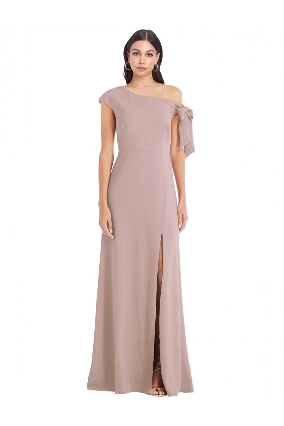 Sleeveless Dusty Pink Off the Shoulder Stretch Crepe A-Line Formal Evening Gown / Prom Dress / Bridesmaid Dress Brighton