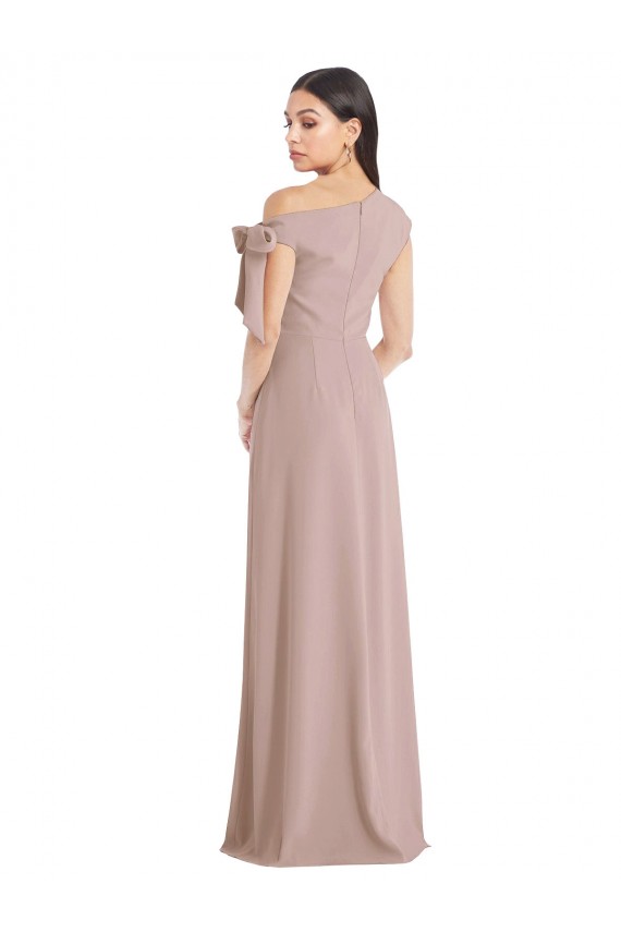 Sleeveless Dusty Pink Off the Shoulder Stretch Crepe A-Line Formal Evening Gown / Prom Dress / Bridesmaid Dress Brighton