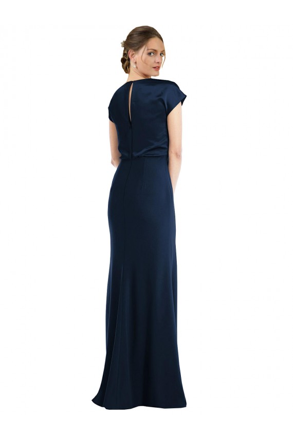 Cap Sleeves Off the Shoulder Keyhole Back Stretch Crepe Trumpet Formal Evening Gown / Prom Dress / Bridesmaid Dress Brighton