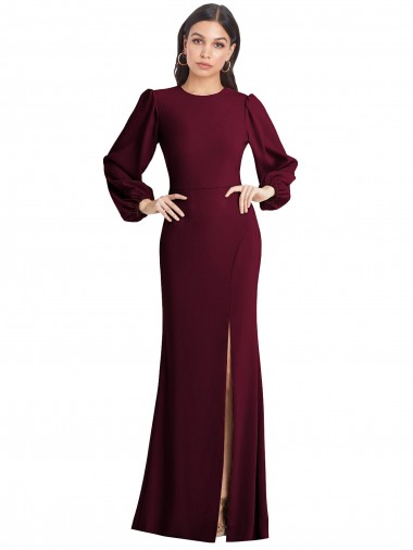 Puff Sleeves Bateau Neck Open Back Stretch Crepe Trumpet Formal Dress / Bridesmaid Dress Brighton