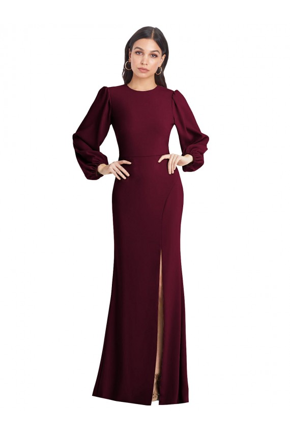 Puff Sleeves Bateau Neck Open Back Stretch Crepe Trumpet Formal Dress / Bridesmaid Dress Brighton