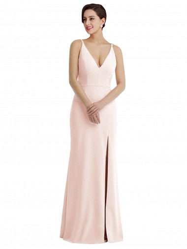 Sleeveless V-Neck V-Back Stretch Crepe Trumpet Formal Evening Gown / Prom Dress / Bridesmaid Dress Brighton