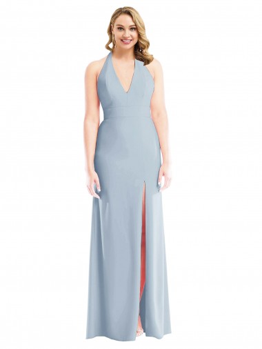 Sleeveless Halter Neck Open Back Stretch Crepe Trumpet Bridesmaid Dress / Evening Dress Brighton