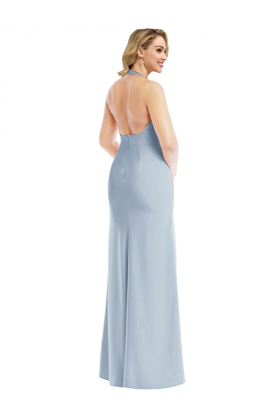 Sleeveless Halter Neck Open Back Stretch Crepe Trumpet Bridesmaid Dress / Evening Dress Brighton