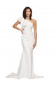 Sleeveless Ivory One Shoulder Stretch Crepe Sheath Semi Formal Evening Dress / Prom Dress / Bridesmaid Dress Brighton