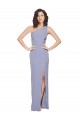 Sleeveless Smoke Blue One Shoulder Stretch Crepe Sheath Formal Evening Gown / Prom Dress / Bridesmaid Dress Brighton