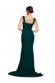 Sleeveless Midnight Green Square Neck Stretch Crepe Sheath Semi Formal Evening Dress / Prom Dress / Bridesmaid Dress Brighton