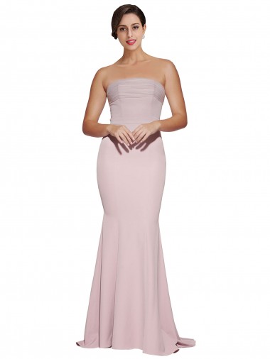 Sleeveless Mauve Strapless Low Back Stretch Crepe Sheath Formal Evening Gown / Prom Dress / Bridesmaid Dress Brighton