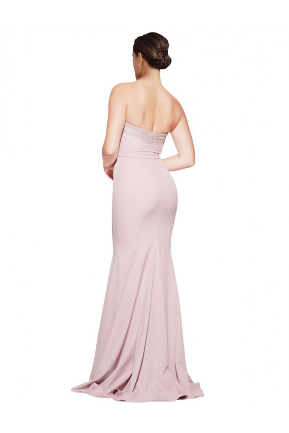 Sleeveless Mauve Strapless Low Back Stretch Crepe Sheath Formal Evening Gown / Prom Dress / Bridesmaid Dress Brighton