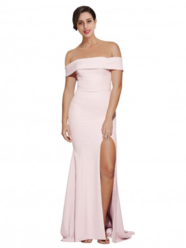 Sleeveless Pink Square Neck Low Back Stretch Crepe Sheath Formal Evening Gown / Prom Dress / Bridesmaid Dress Brighton
