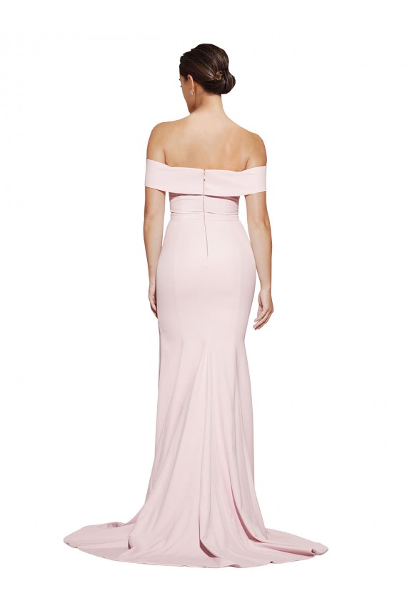 Sleeveless Pink Square Neck Low Back Stretch Crepe Sheath Formal Evening Gown / Prom Dress / Bridesmaid Dress Brighton