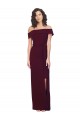 Sleeveless Burgundy Gold Off the Shoulder Low Back Stretch Crepe Sheath Formal Evening Gown / Prom Dress / Bridesmaid Dress Brighton