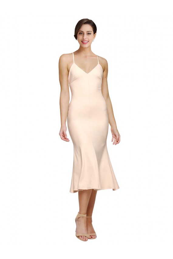 Sleeveless V-Neck Low Back Stretch Crepe Sheath Evening Gown / Prom Dress / Bridesmaid Dress Brighton