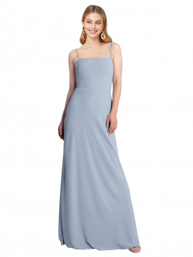 Sleeveless Square Neck Criss Cross Open Back Stretch Crepe A-Line Prom Dress / Bridesmaid Dress Brighton