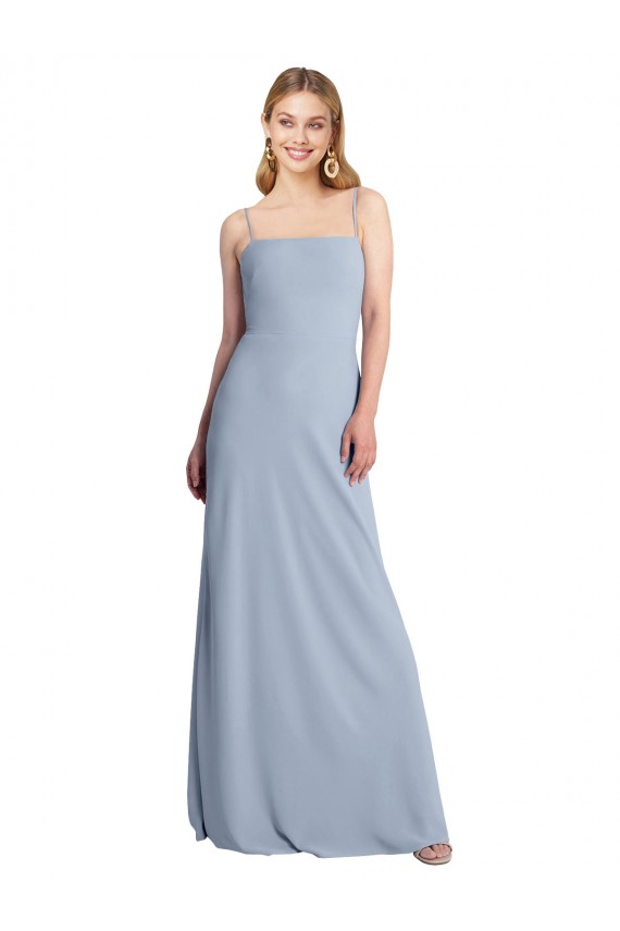 Sleeveless Square Neck Criss Cross Open Back Stretch Crepe A-Line Prom Dress / Bridesmaid Dress Brighton