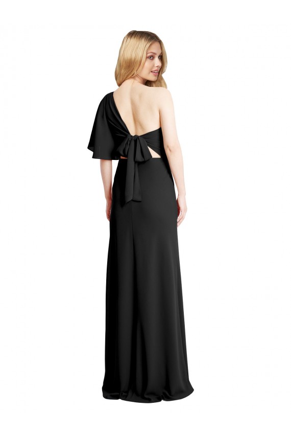 Flutter Sleeves One Shoulder Stretch Crepe Sheath Formal Evening Gown / Prom Dress / Bridesmaid Dress Brighton