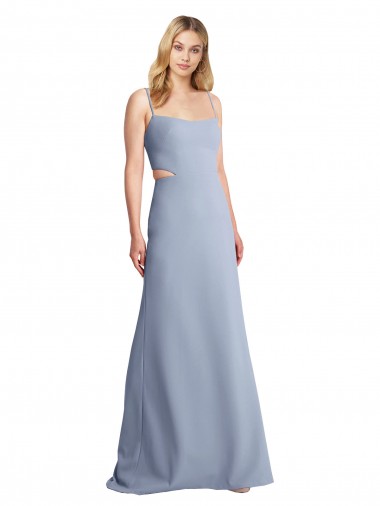 Sleeveless Spaghetti Straps Open Back Stretch Crepe A-Line Prom Dress / Bridesmaid Dress Brighton