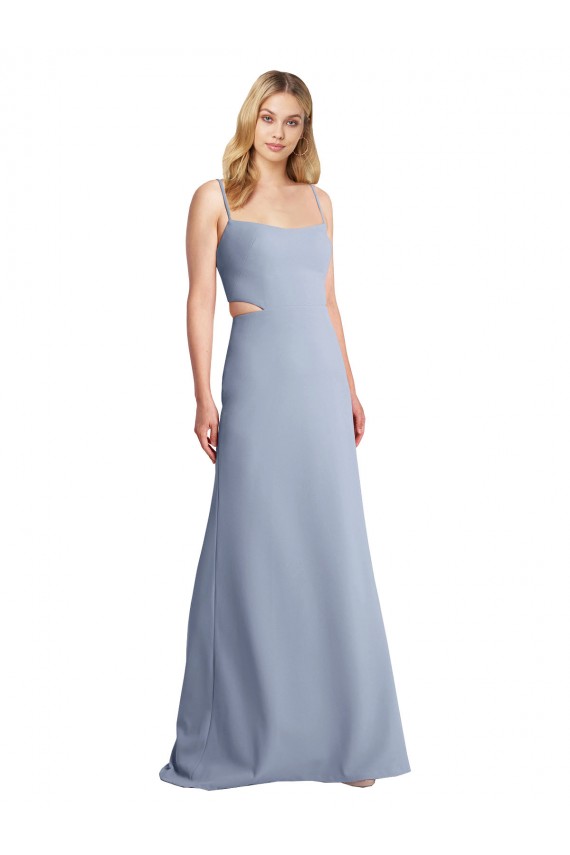 Sleeveless Spaghetti Straps Open Back Stretch Crepe A-Line Prom Dress / Bridesmaid Dress Brighton