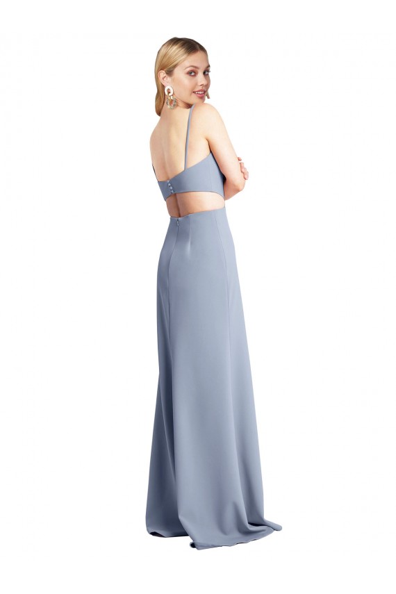 Sleeveless Spaghetti Straps Open Back Stretch Crepe A-Line Prom Dress / Bridesmaid Dress Brighton