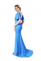 Short Sleeves V-Neck V-Back Stretch Crepe Mermaid, Sheath Prom Dress / Bridesmaid Dress Brighton