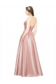 Sleeveless Sweetheart Low Back Stretch Satin A-Line Black Tie Evening Gown / Prom Dress / Bridesmaid Dress Brighton