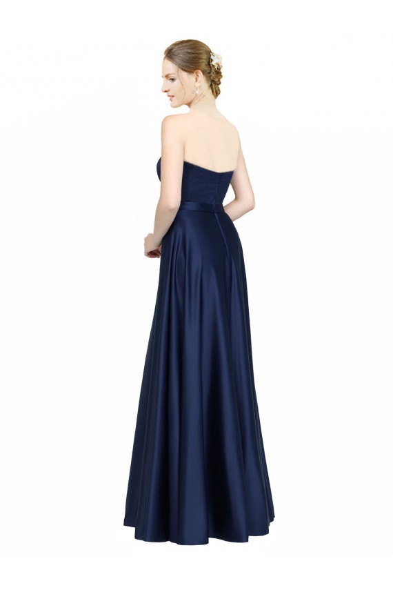 Sleeveless Sweetheart Low Back Stretch Satin A-Line Black Tie Evening Gown / Bridesmaid Dress Brighton