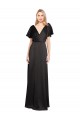 Cap Sleeves V-Neck Open Back Stretch Satin A-Line Bridesmaid Dress / Evening Dress Brighton