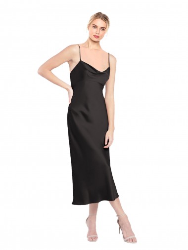 Sleeveless Spaghetti Straps Low Back Stretch Satin A-Line Formal Evening Gown / Prom Dress / Bridesmaid Dress Brighton