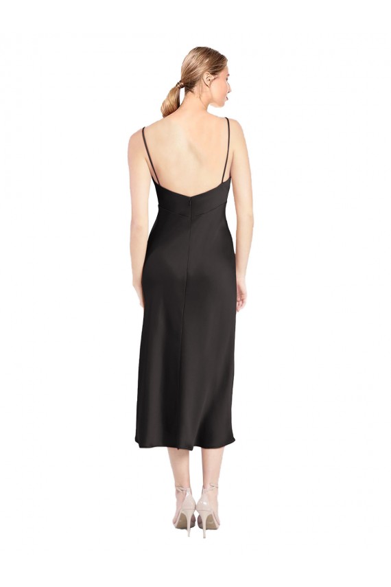 Sleeveless Spaghetti Straps Low Back Stretch Satin A-Line Formal Evening Gown / Prom Dress / Bridesmaid Dress Brighton